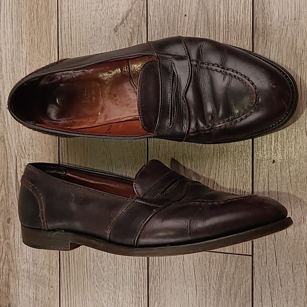 ALDEN #683 Dark Brown Leather Sz 9.5 B/D Mens Shoes Penny Loafers